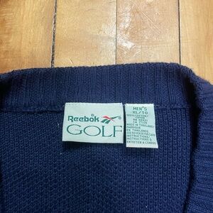 VINTAGE Reebok Sweater Mens X-Large blue Golf Sleeveless Vest Knit Casual Button
